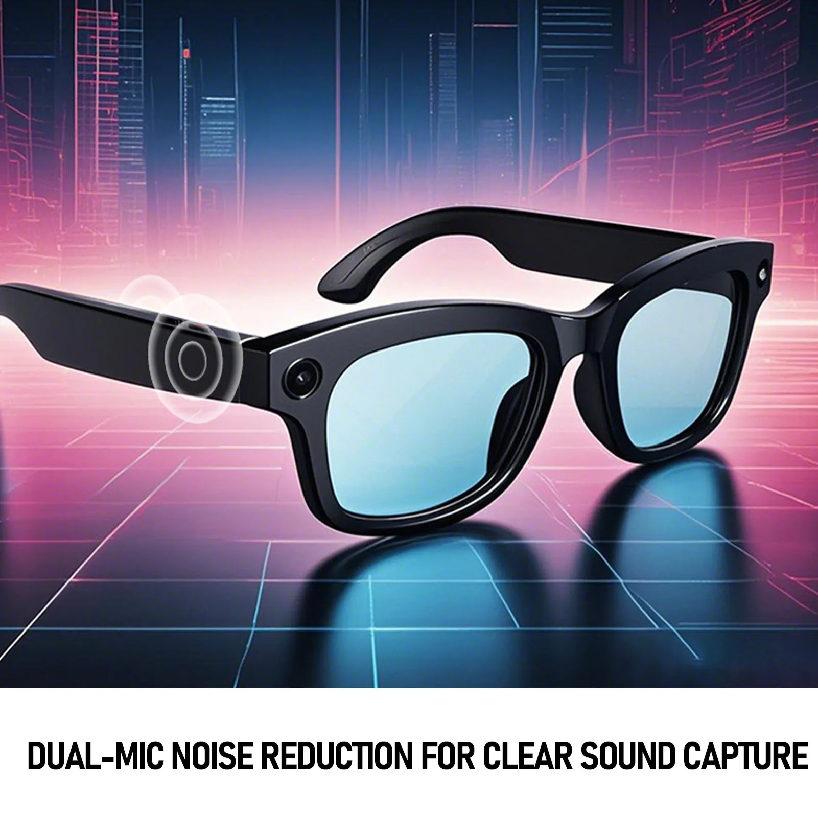 800W Pixel 8MP Smart Bluetooth Glasses IP67 Waterproof AI Translation Glasses Comfort Mersive Sound Noise Reduction for Business