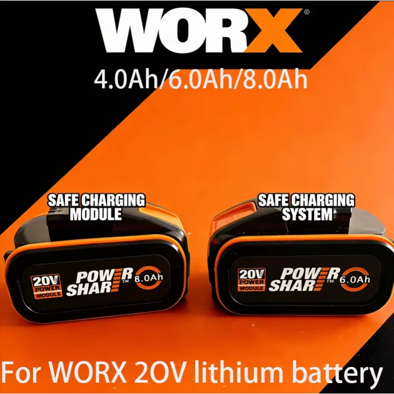 

Genuine Original Batterie authentique de remplacement Worx 20V 8.0 Ah lithium ion adaptée WX550 WX386 WXino3 WXgain WX800 WU268