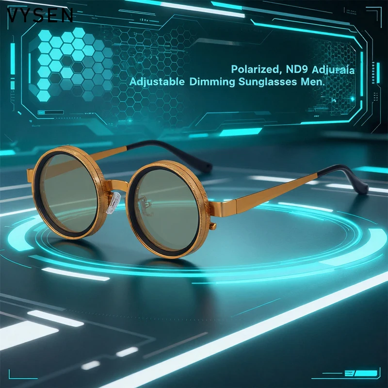 

Steampunk Round ND9 Adjustable Dimming Sunglasses Men 2025 Luxury Brand Vintage Handmade Polarized Sun Glasses For Male Eyewear