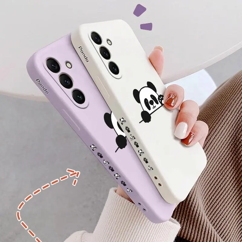S24 Panda Cute Label New Silicone Phone Case For Samsung S24 S24Ultra S24Plus S23Plus S23 S21FE S22 S23FE S22Plus S21 S20 Cover