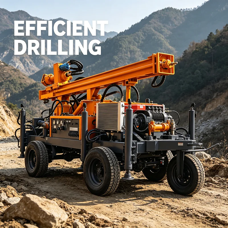 Mobile Wheel Pneumatic Water Well Drilling Rig 400m Rock Borehole Machine For Quick Deployment Irrigation And Industrial Use