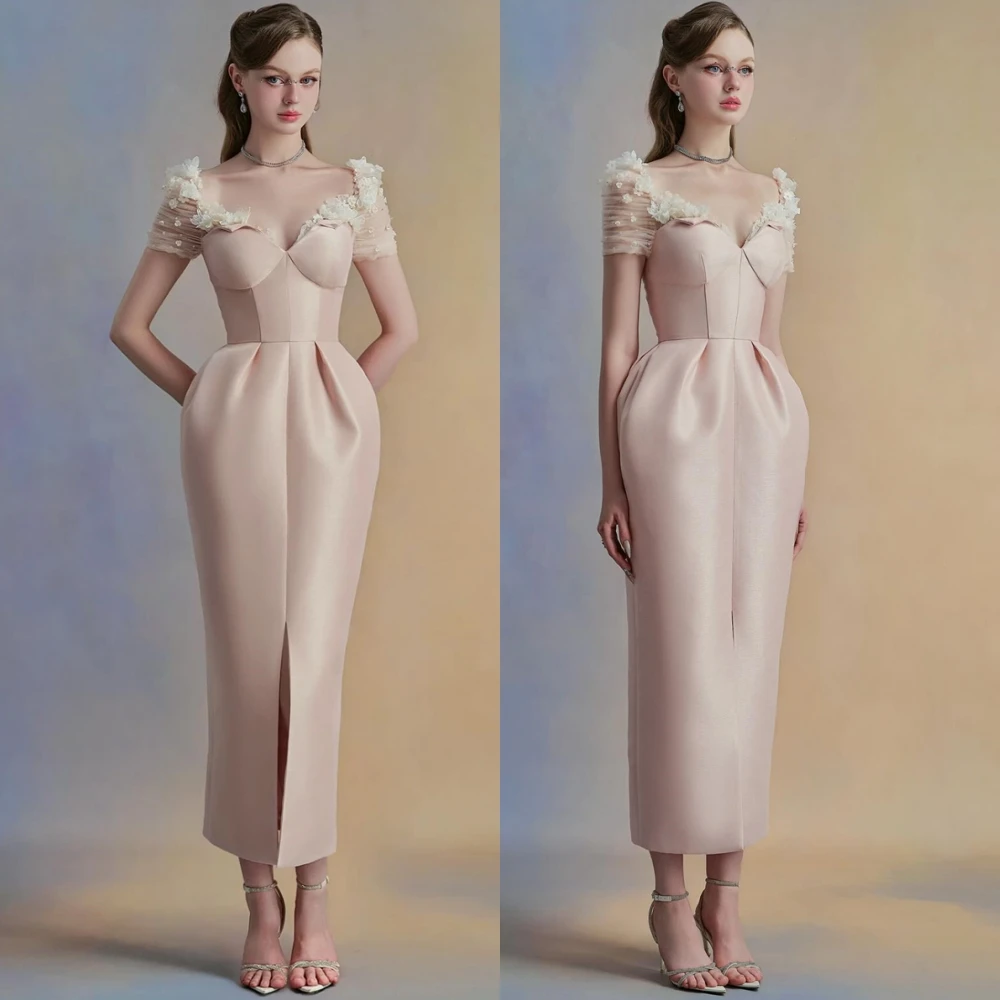 

Customized Luxury V-Neck Evening Dress Elegant Satin Cocktail Dress Temperament Off the Shoulder Special Occasion Gowns