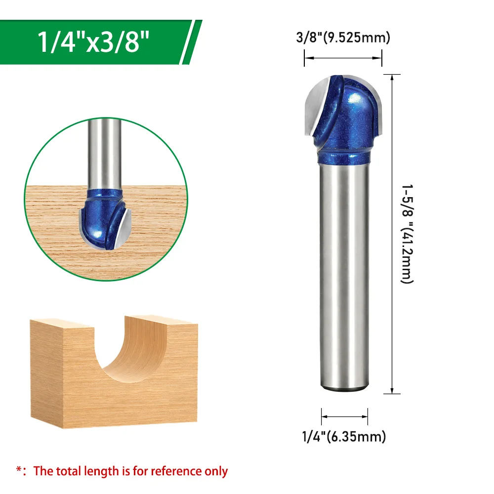 LAVIE Fräser mit 1/4"-Schaft, Kernbohrer, Hartmetallbestückte Holzbearbeitungs-Rundbodenfräser, Schneiddurchmesser 6,35 mm-12,7 mm – Detail 10