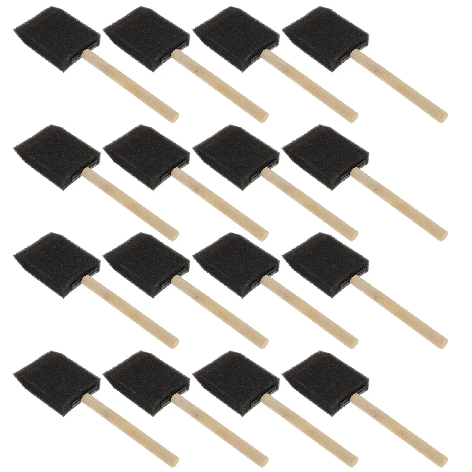 16pcs Black Sponge Brushes 2 Inch Children Drawing Tools Ideal for Painting Crafts Easy to Hold Wooden Handle Great Gift