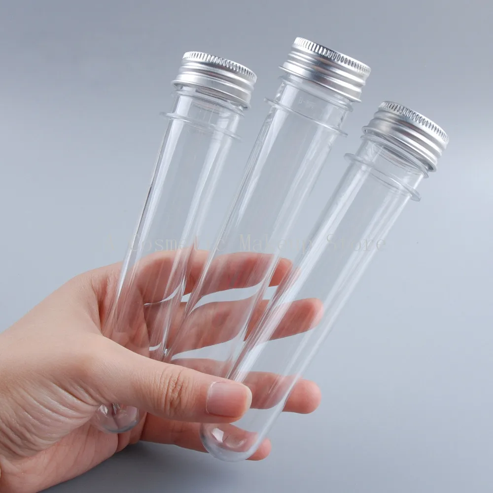 10/20/50PCS  40ml  Lab Clear Plastic Test Tube Round Bottom Tube Vial with Cap Office Lab Experiment Supplies