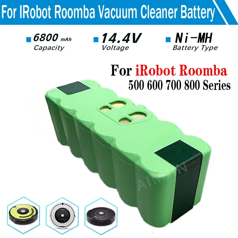 

6800mAh 14.4V Ni-MH Battery for iRobot Roomba 500 600 700 800 Series 510 530 550 560 580 620 630 650 760 Vacuum Cleaner Cells