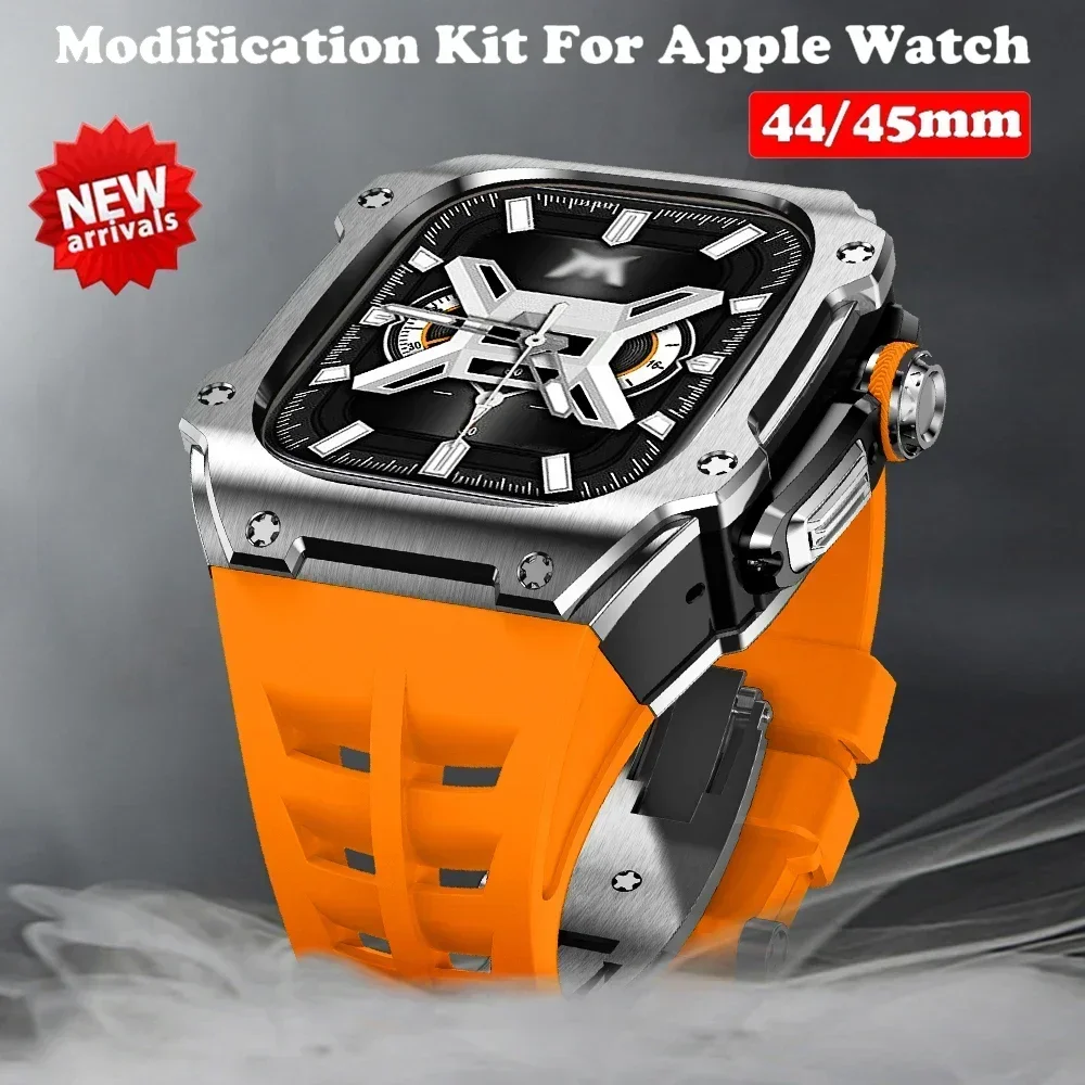 

For Apple Watch 316L Stainless Steel Luxury Modification Mod Kit Protective Retrofit Housing 44/45MM Watch SE 5 6 7 8 9 Series