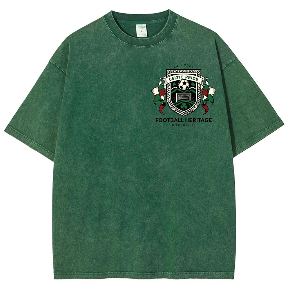 Men  Football Graphic T Shirt Vintage  Sports Short Sleeve Casual Streetwear Top Green Summer Tee Soccer Fan Apparel Retro