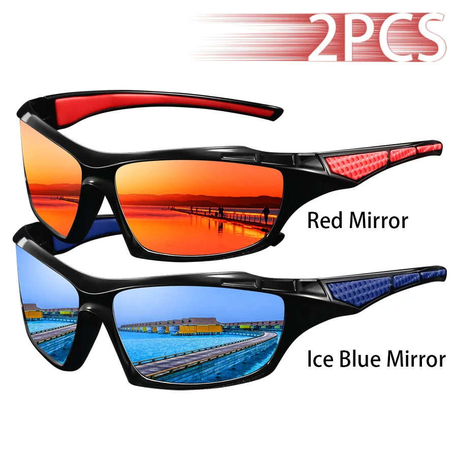 2 Stück Modische Farbblock-Vintage-Sonnenbrille für Autofahren, Angeln, Radfahren, Sport, Herren und Damen, Laufen, Bergsteigen – Detail 6