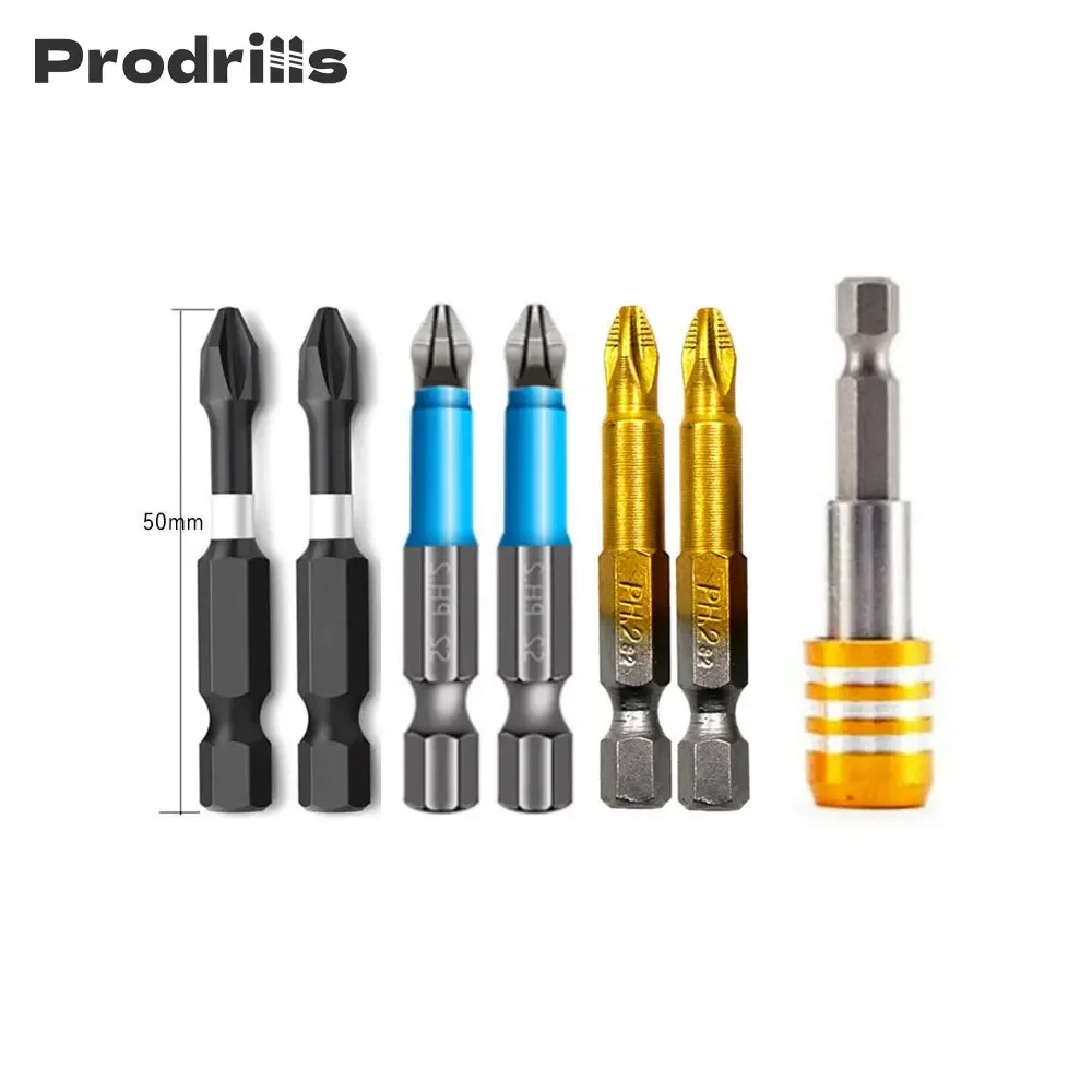 Binoax 5pcs Magnetic PH2 Phillips Screwdriver Bits Set Cross Head With Quick Release Holder Extension Bar Hand Tools