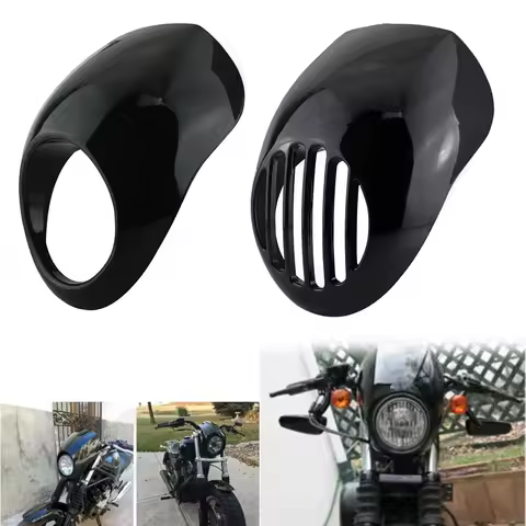 Motorcycle Black Headlight Grill Fairing Cover ABS Plastic Windshield For Harley 883 1200 Front Fork Mount Dyna Sportster XLCH
