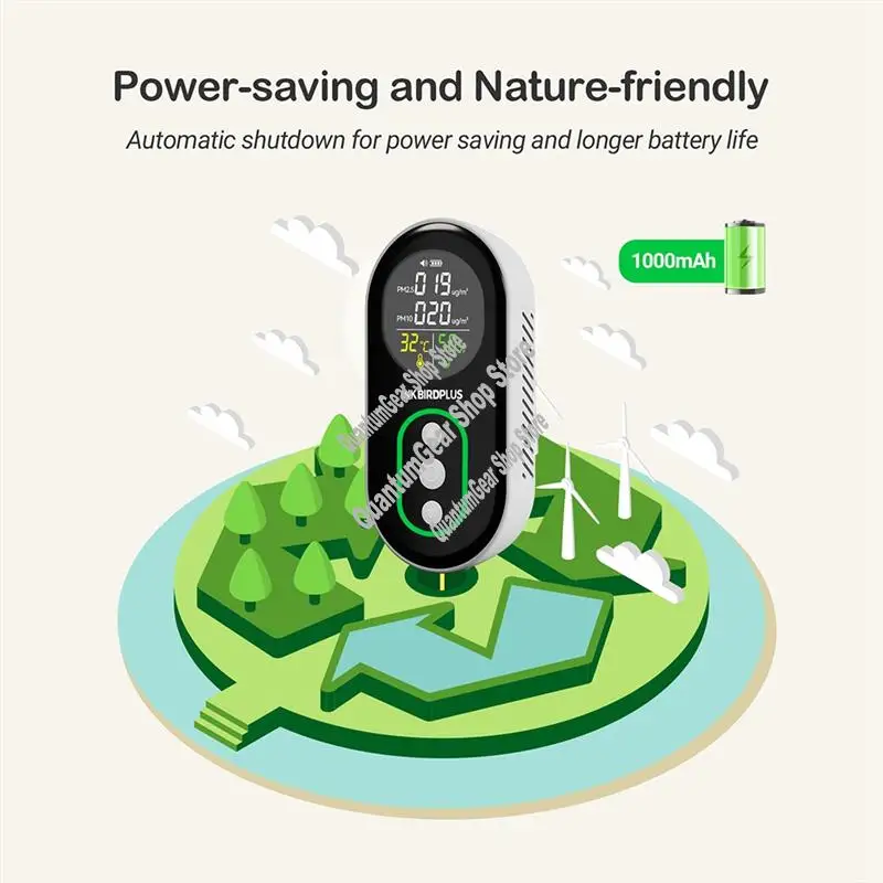 

Детектор качества воздуха с двойным оповещением для мониторинга температуры PM2,5 PM10, влажности со звуком и светом, термометр, гигрометр-A32R