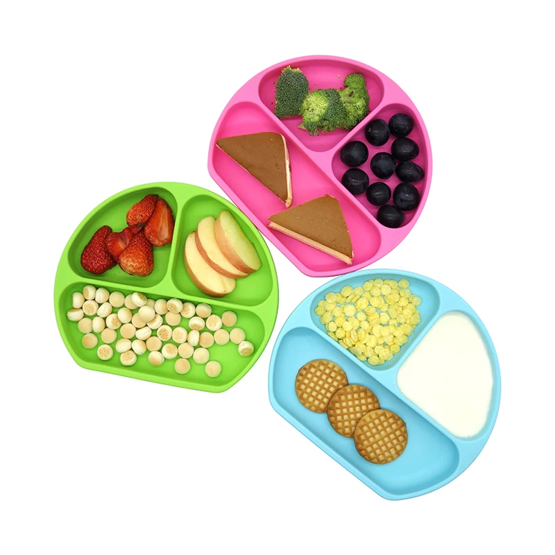 Baby Silicone Sucker Dishes Plate Bowl Tableware Set Newborn Feeding Set Table Mat Suction Tray Learning Eating For Children