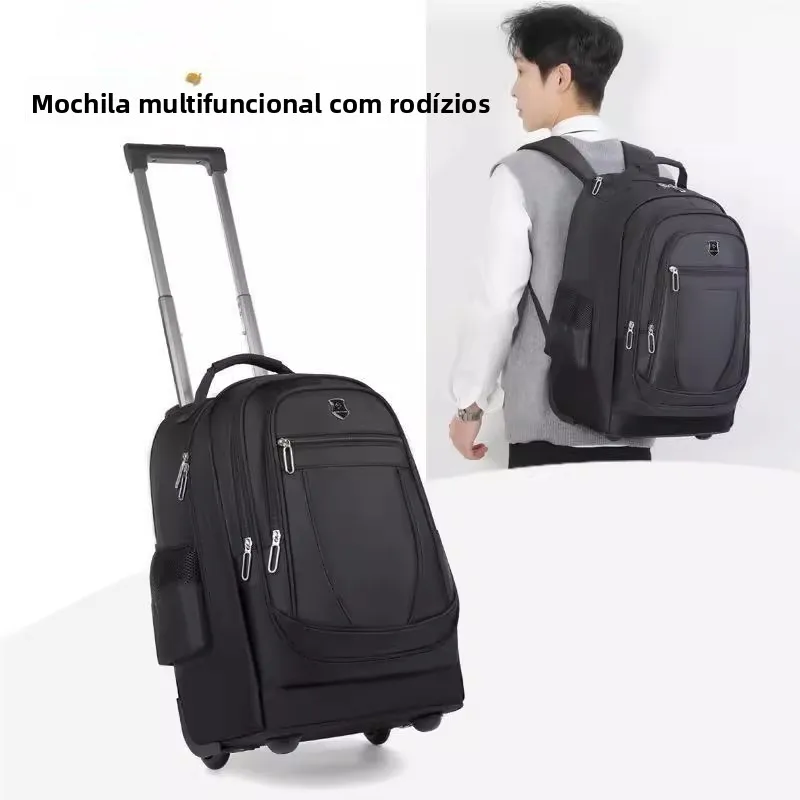大容量ビジネス旅行用バッグ-軽量学生用荷物バッグ-プルロッド付き-防水・回転式ホイール付き