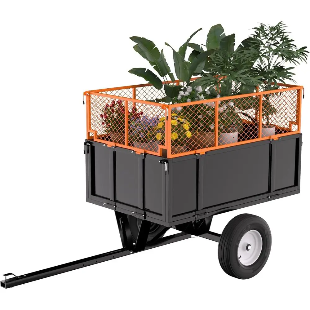 

Усиленная прицепная тележка для квадроцикла - стальной прицеп-самосвал, садовый прицеп, грузоподъемность 17 куб. футов (750 л), стальные прицепы-самосвалы, с