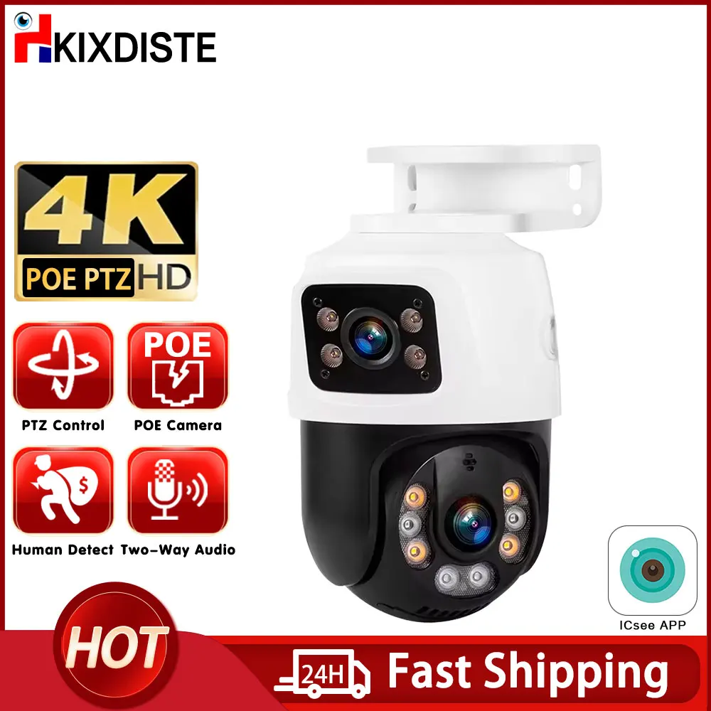 

4K 8MP Dual Lens Screen PTZ Outdoor 6MP POE IP Camera Home Security Camera Video CCTV Surveillance Xmeye&ICsee 10CH POE NVR P2P