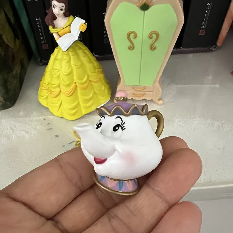 4Pieces/lot  2-10cm   Disney Beauty and Beast Princess Bell, Teapot Lady and Son Archie, Wardrobe Decoration