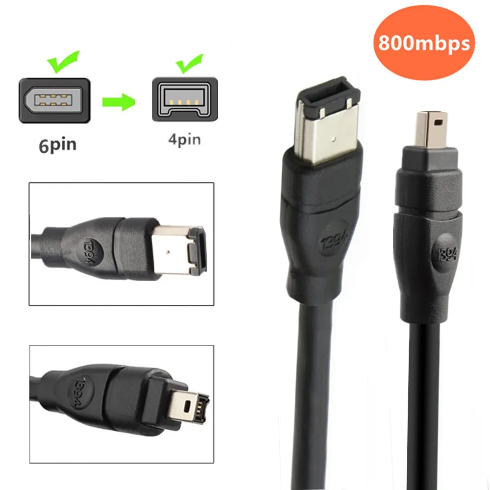 IEEE1394 Firewire DV Cable for Camcorder Sony Canon Sharp JVC IEEE1394 6Pin to 4Pin Male to Male for Digital Camera 1.8M/3M/4.5M