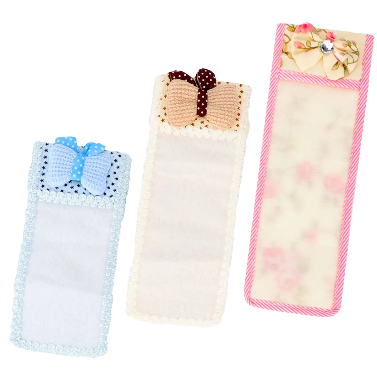 

3Pcs Lace Dustproof Remote Control Covers Bowknot Design Protective Air Conditioner Case Beige Blue Cover
