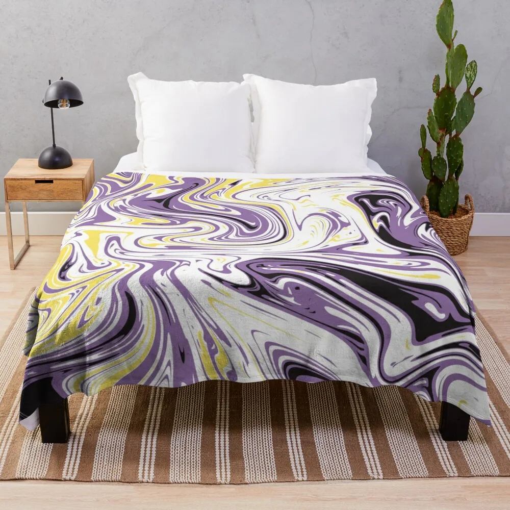 Nonbinary flag swirl Throw Blanket Thins christmas gifts Sleeping Bag Blankets