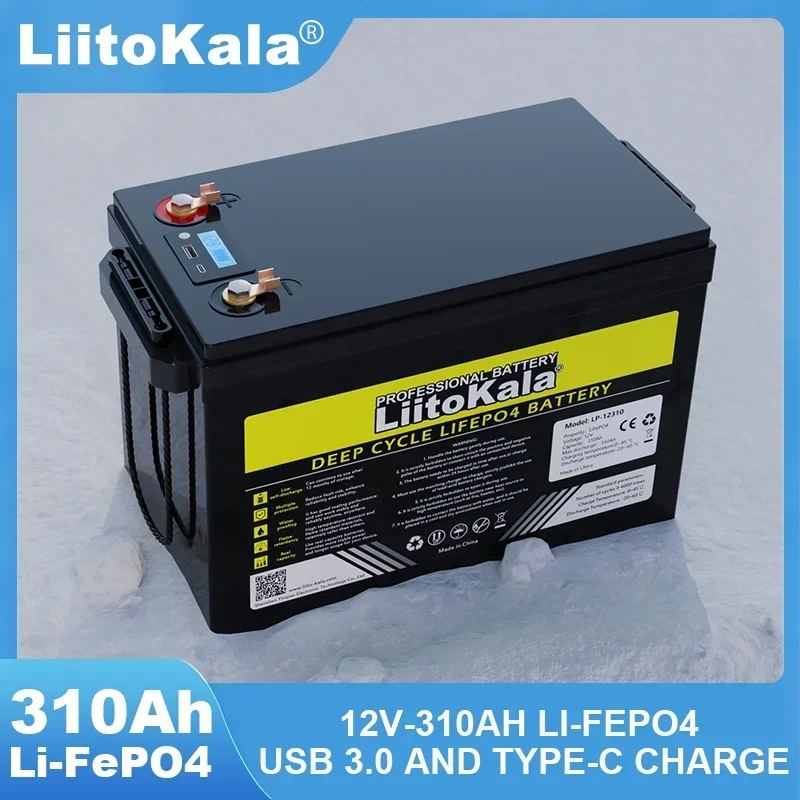 

LiitoKala 12v 310Ah LiFePO4 battery with 12.8V BMS For RV Campers Golf Cart Inverter energy storage Solar batteries Tax Free