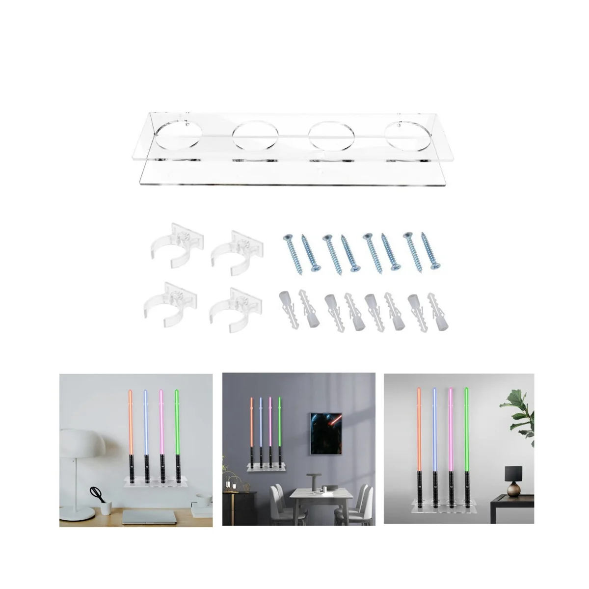 Lightsaber Wall Mount Stand Light Saber Display Rack Wall Holder,Acrylic Lightsaber Display Stand for Most Lightsabers