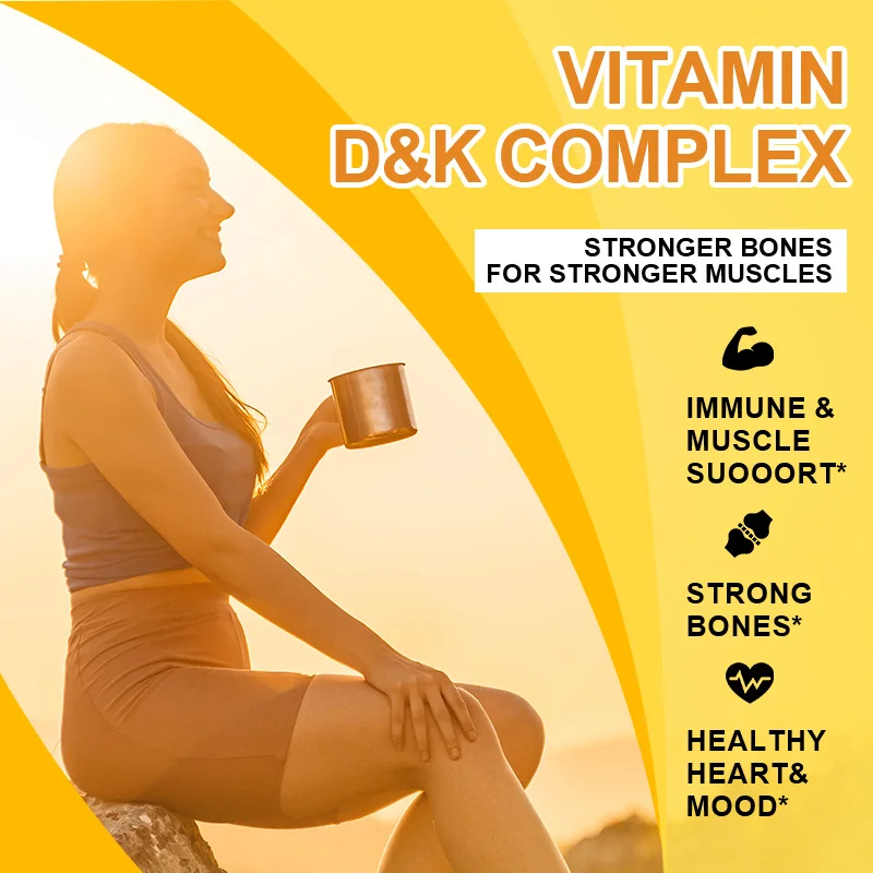 Vitamin D3K2 Capsules 5000iu Vitamin D3 25mg K2 45mcg Support Teeth Bone Heart Health Joint Health Immunity System Vitamins