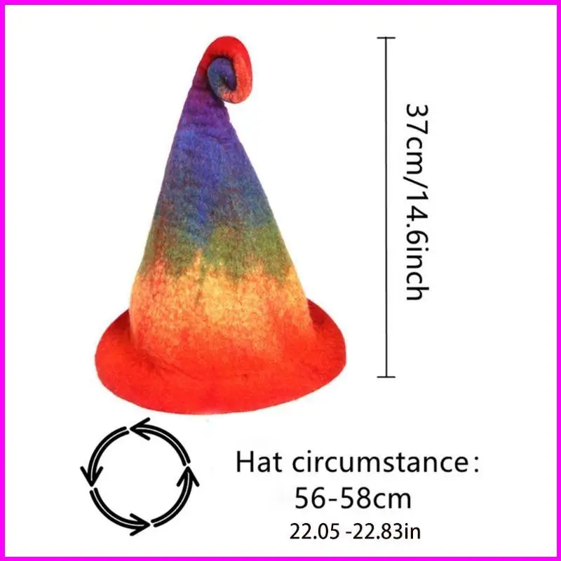 أزياء التدرج قبعة قوس قزح معالج قبعة هالوين شعبية الإبداعية الدعائم الهدايا الساحرات زي قبعة الخريف والشتاء #6