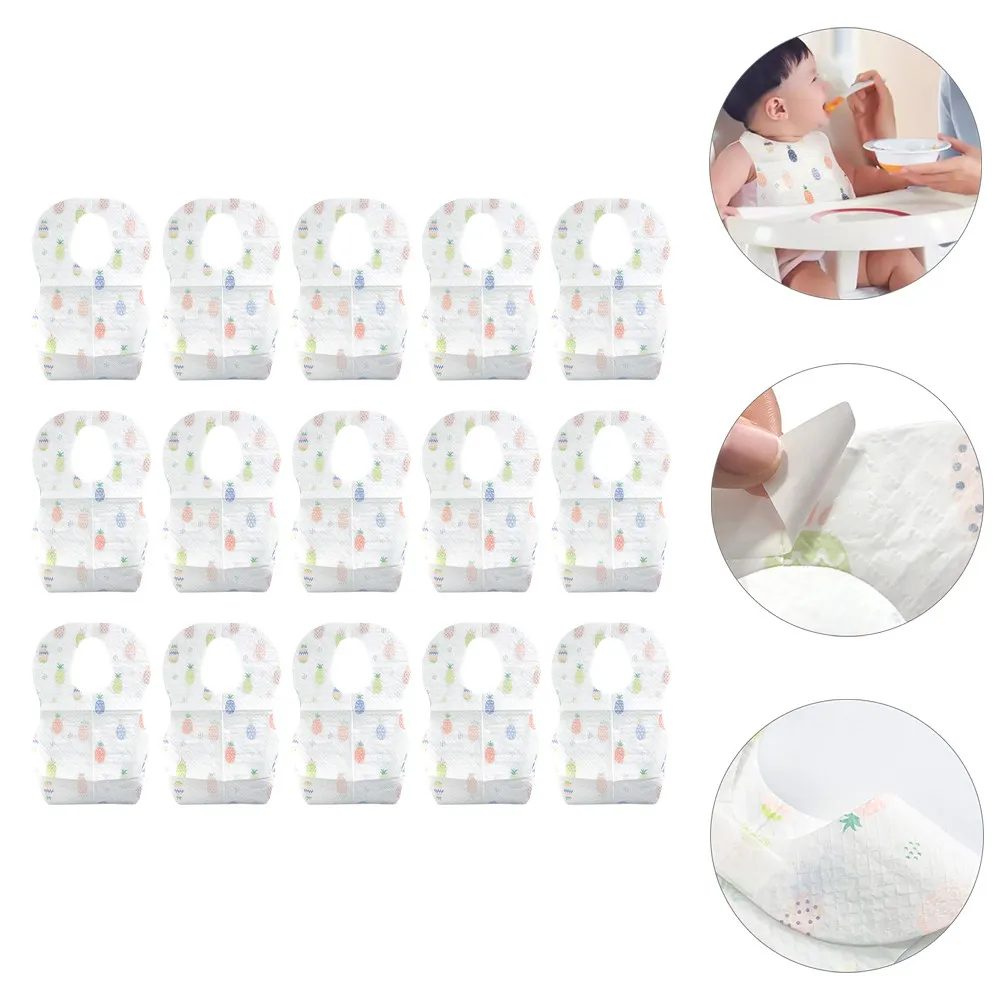

15pcs Disposable Baby Bib Cartoon Infant Kids Protector Feeding Bibs Waterproof Light Portable Food Residue Pocket Clothes