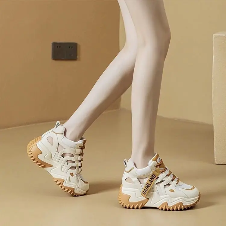 Internet Celebrity Dad Shoes Ladies Summer Super Fire Hollow 2025 Mesh Versatile Platform Casual Shoes