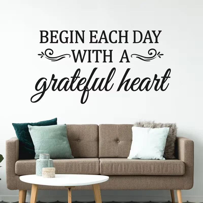 1 Set of 2pcs to Open Every Day with a Grateful Heart - Healing Wall Stickers, Allowing Warmth and Kindness to Accompany You fro