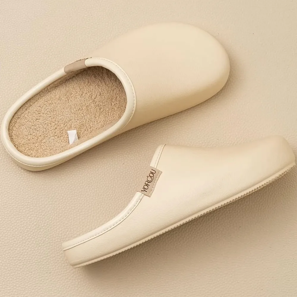 

House Slippers for Women EVA Waterproof Cotton Slippers Men's Autumn and Winter Home Non-slip Indoor Warm Velvet Slippers Women