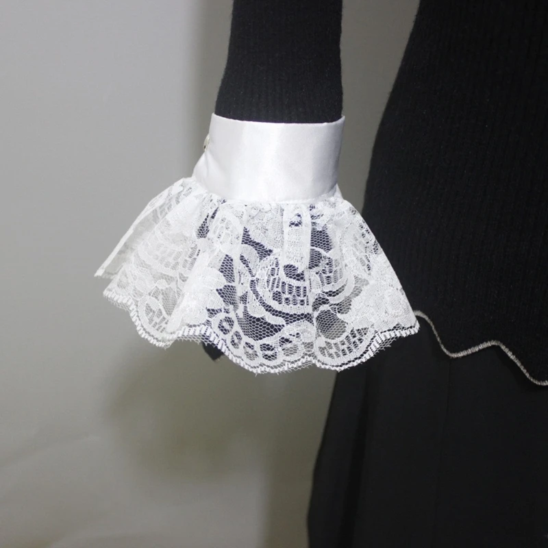 Wrist Cuffs Victorian Detachable Jabots Collar Ruffled Yarn Jabots Neck Collar Adults Stage Party Victorian Ornaments