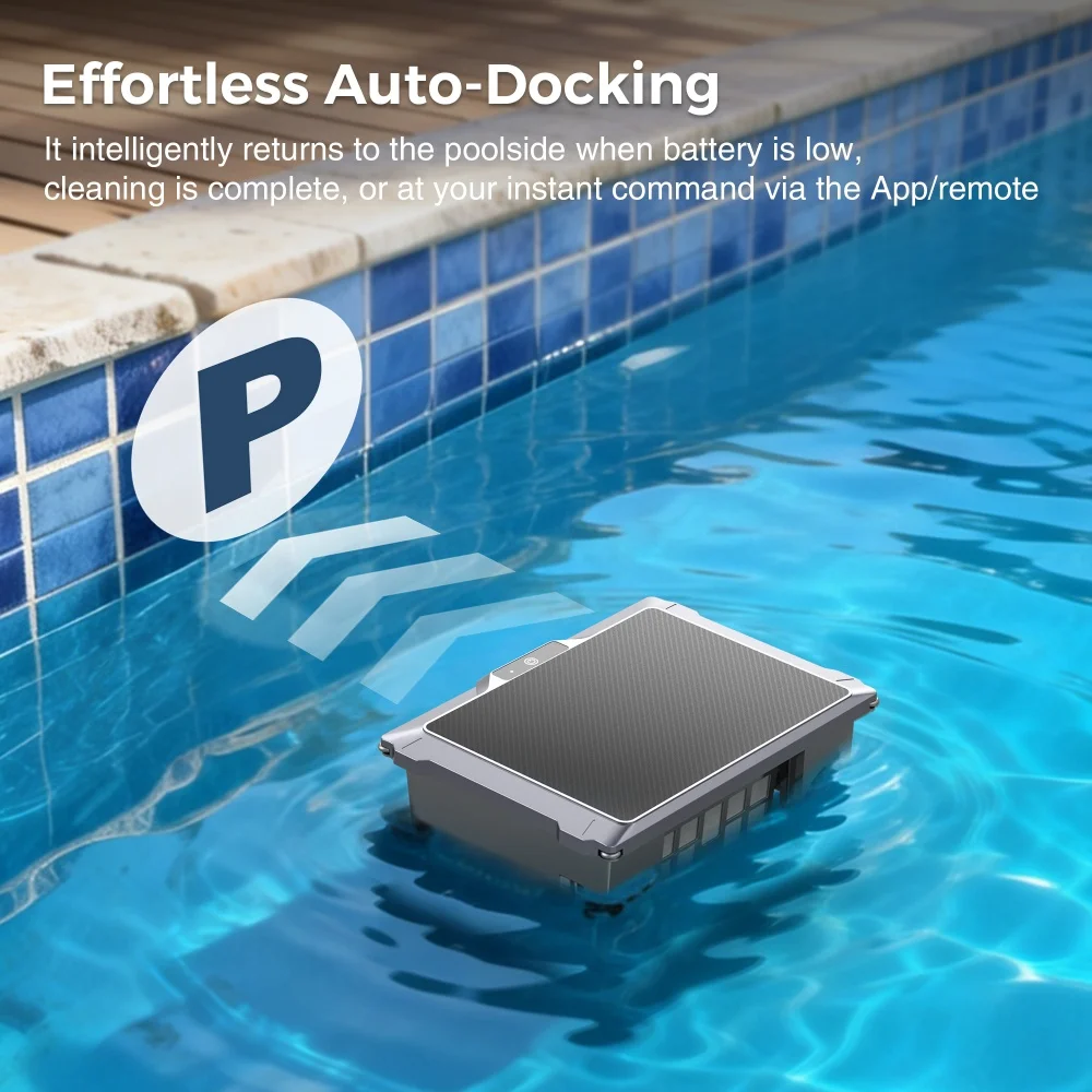 Automatic Solar Powered  Robotic Pool Skimmer Cleaner with All Day Cleaning Save Energy 30h Working Time Pool Skimmer