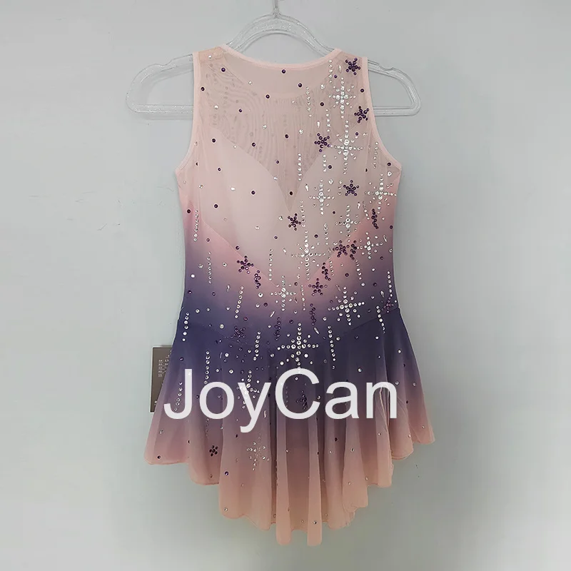 JoyCan Ice Figure  Skating  Dress Girls Purple Spandex Stretchy Competition Dance Wear Customized