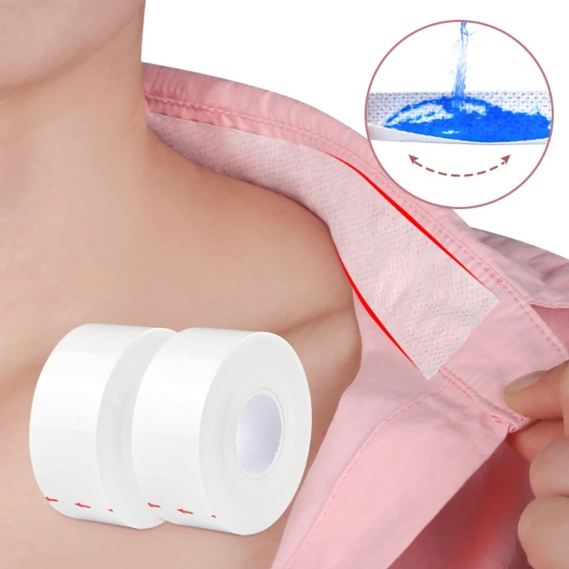 1 Roll Disposable Sweat Pad Self-Adhesive Shirt Collar Tape Hat Liner Invisible Anti-Dirty Patches Against Sweat