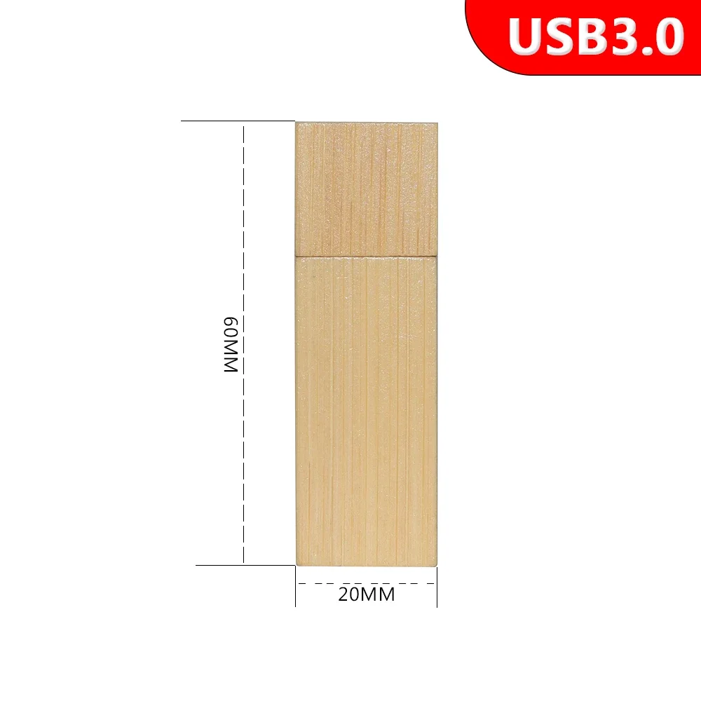 Clé USB 3.0 en bois avec boîte, clé USB, disque U, logo personnalisé gratuit pour la photographie, cadeau de mariage, 8 Go, 16 Go, 32 Go, 64 Go, lot de 30 pièces