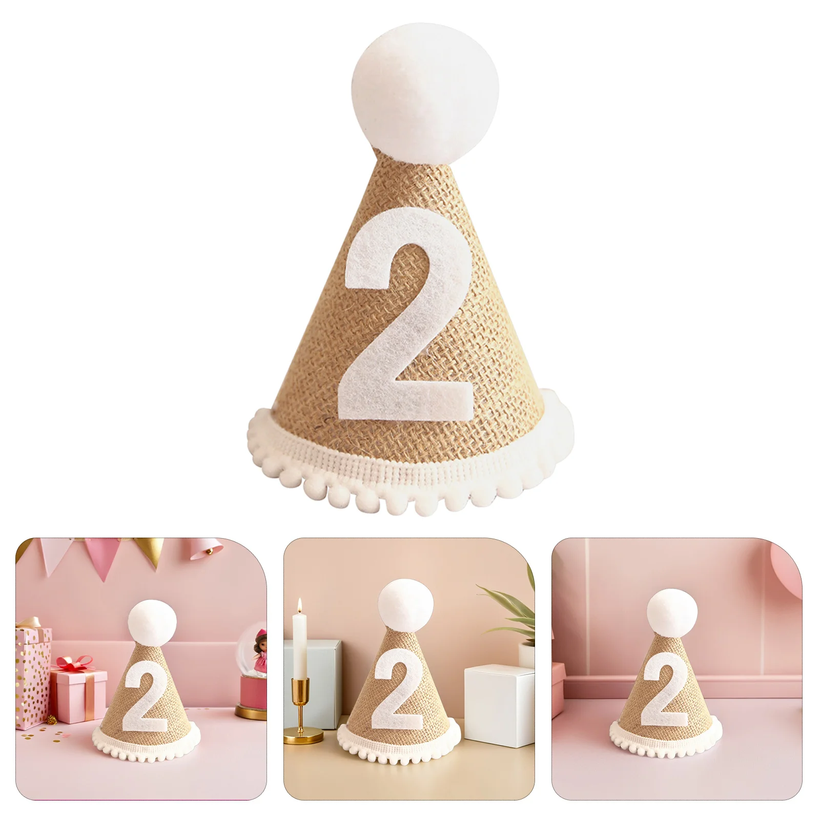

1 pc Linen Birthday Party Hat Adorable Headwear Party Decorative Hats For Shower Birthday Decoration