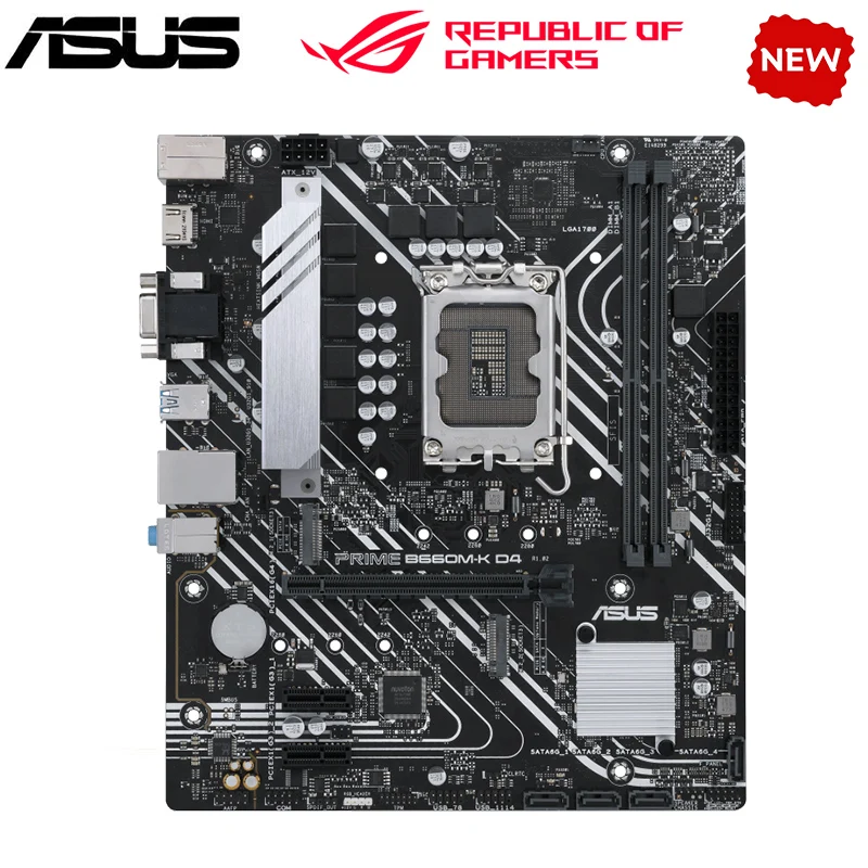 NEW B660K For ASUS PRIME B660M-K D4  LGA 1700 DDR4 Motherboard B660 Supports CPU i5 10400f i3 12100f 12400f