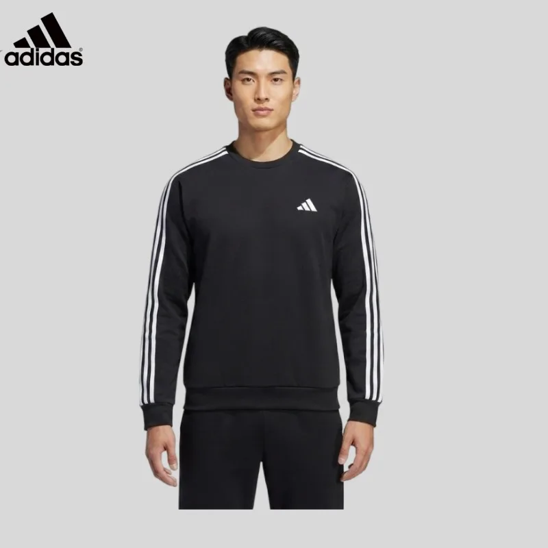 Adidas Men's 2026 Autumn Comfortable and Breathable Three-Stripe Sports Sweater Pullover KX0498