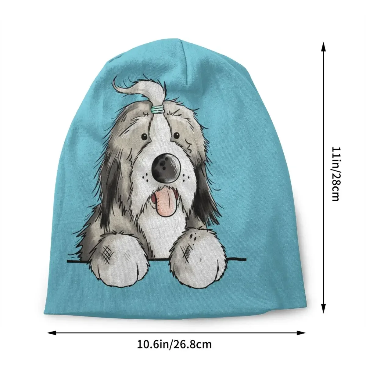 Happy Bearded Collie Dog Skullies Beanies Caps Unisex Winter Warm Knitting Hat Hip Hop Pet Animal Bonnet Hats Ski Cap