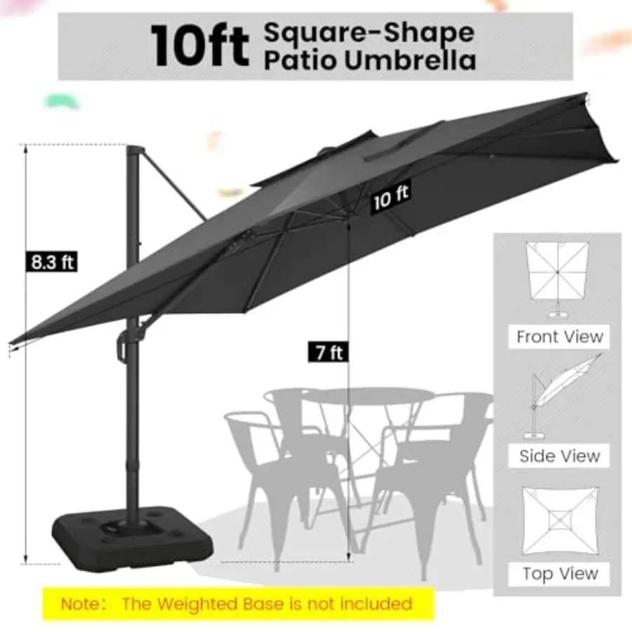 Outdoor Patio Umbrella Cantilever Umbrella for Patio, Heavy Duty Offset Umbrella with Steel Frame, Beige Fabric, 360 Rotation D