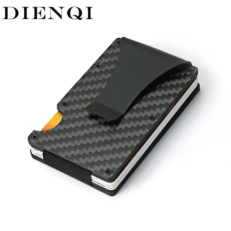 

DIENQI Carbon Fiber Credit Card Holder RFID Magic Men's Wallet Slim Mini Aluminum Metal Bank Cardholder Case Small Wallet Women