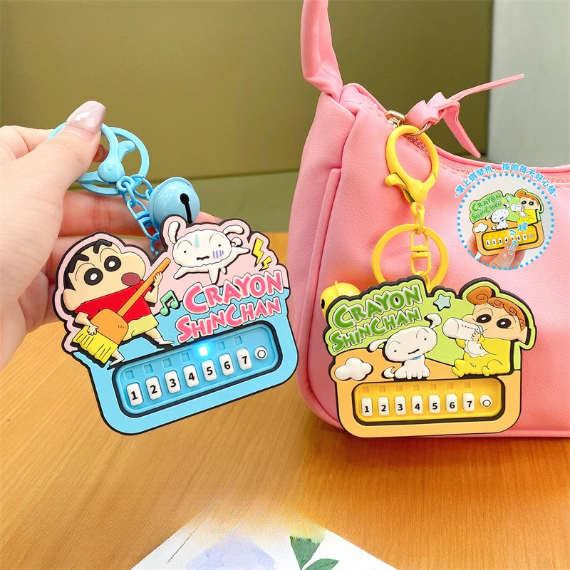 Crayon Shinchan Piano Machine Cartoon Keychain PVC Statue Action Figurine Desk Collectible Anime Model Toys Figures Gift