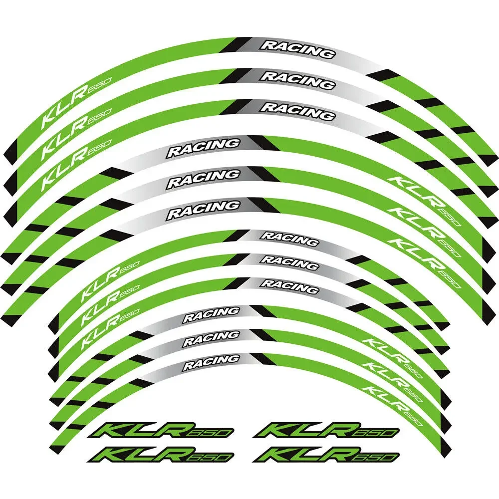 For KAWASAKI KLR650 KLR 650 1987 - 2023 Motorcycle Reflective Wheels Hub Rim Tire Stripes Decorative Stickers Decals Tape Set