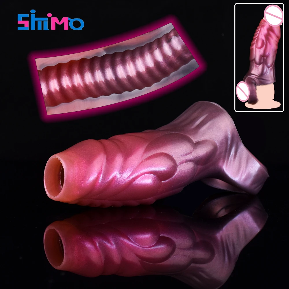 SMMQ Ultra-thin Silicone Penis Enlargement Sleeve Wearable Penis Ring Delay Ejaculation Cock Extender Sex Toys For Men