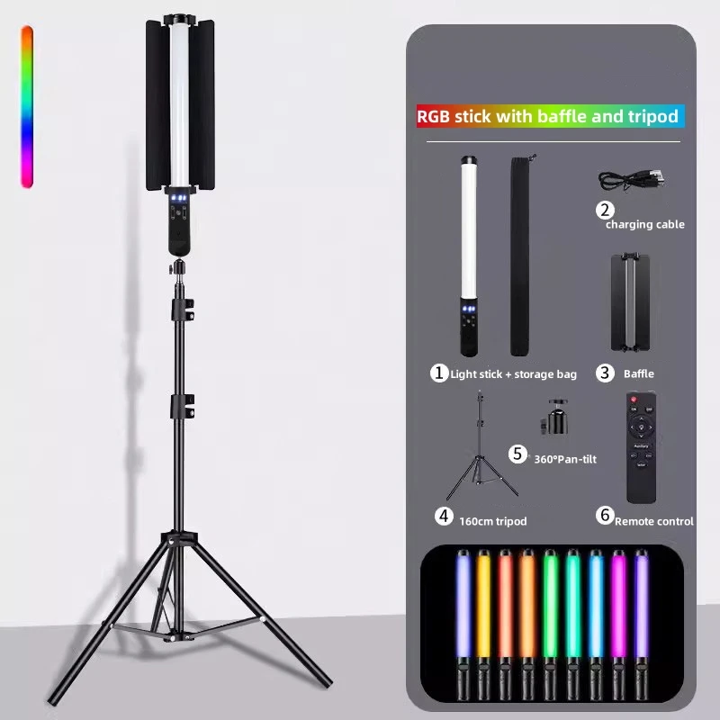 RGB Video Light With Remote Control Handheld Photo Studio Lighting LED Stick RGB Outdoor Live Broadcast Atmosphere Light