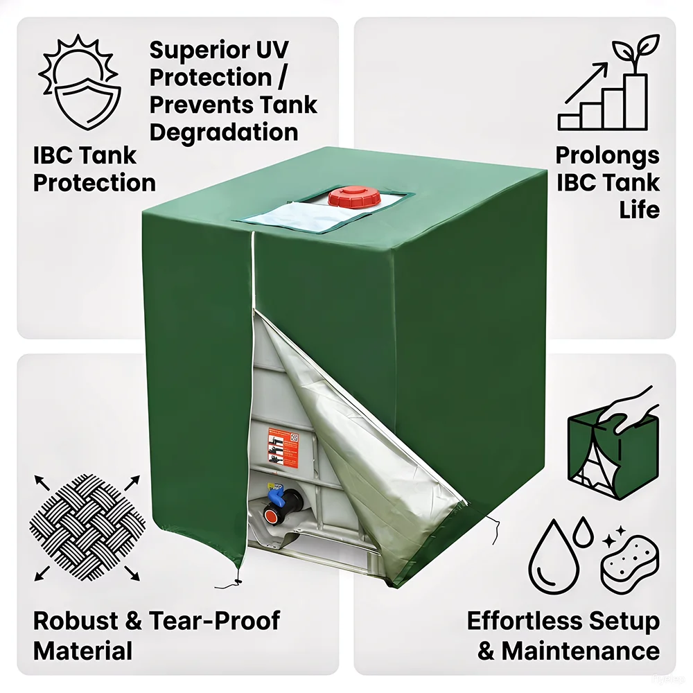 

275 Gallon Heavy Duty IBC Tote Cover Waterproof Oxidation Resistant IBC Water Tank Cover All Weather