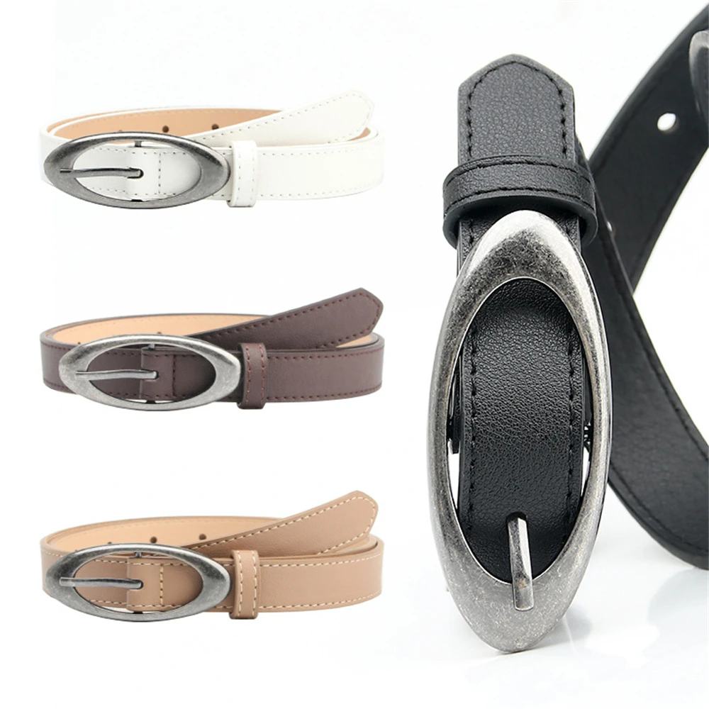 

New Oval antique silver alloy button stylish personality casual casual jeans ladies decorative belt K827