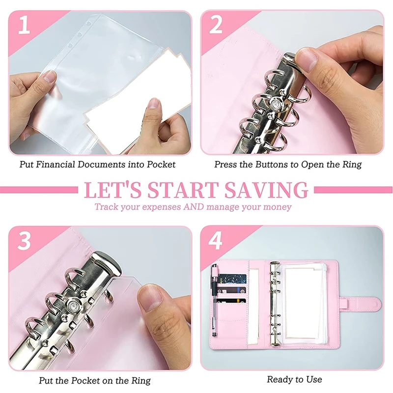 مخطط ميزانية A6 مع 15 قطعة من مظاريف نقدية و40 ورقة ميزانية، منظم محفظة الميزانية المسطرة